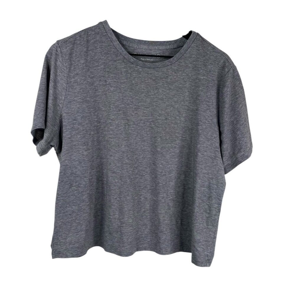 Outdoor Voices Active Tee Heather Gray “Doing Things" Boxy Cropped Size XL